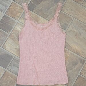 Old Navy Women's Pink Lace Trim Tank Top